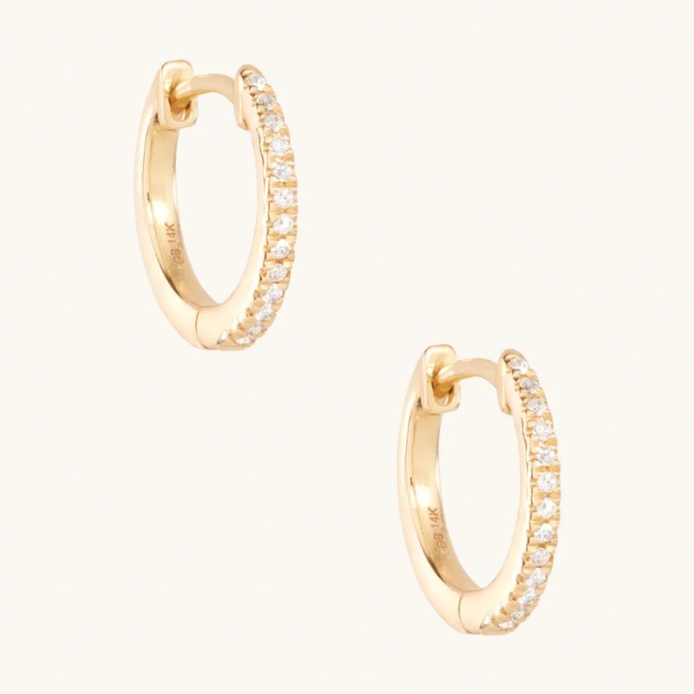 Catbird Jewelry Fairy Light Diamond Hoops (pair), 14k Solid Gold, With Box